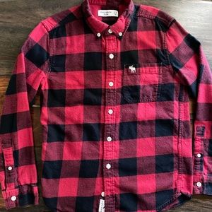 Abercrombie Kids Buffalo Plaid Button Down Flannel Shirt Boys Size 9/10